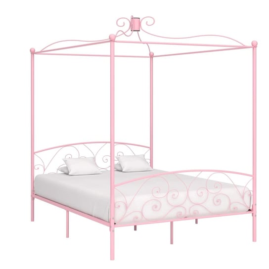 Metalowa rama łóżka z baldachimem, różowy, 211x169 Inna marka