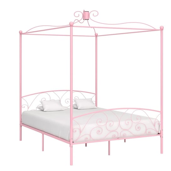 Metalowa rama łóżka z baldachimem, różowy, 211x189 / AAALOE Inna marka
