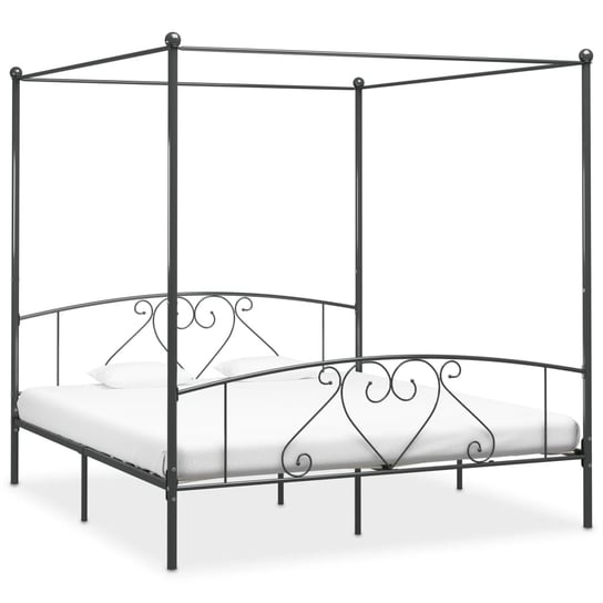 Metalowa rama łóżka z baldachimem, szary, 209x207, Inna marka