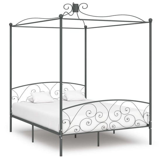 Metalowa rama łóżka z baldachimem, szary, 211x189x Inna marka