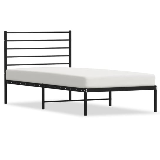 Metalowa rama łóżka z wezgłowiem, czarna, 90x200 c vidaXL