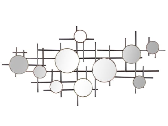 Metalowe lustro ścienne 10-częściowe 113 x 55 cm czarno-złote IBOS Beliani