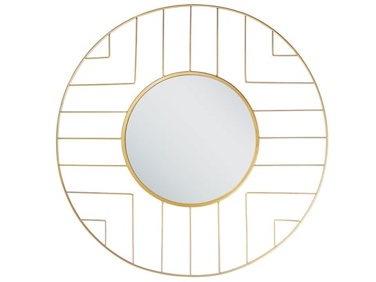 Metalowe okrągłe lustro ścienne ø 60 cm złote HESDIN Beliani