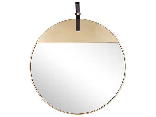 Metalowe okrągłe lustro ścienne na pasku ø 60 cm złote GURS Beliani