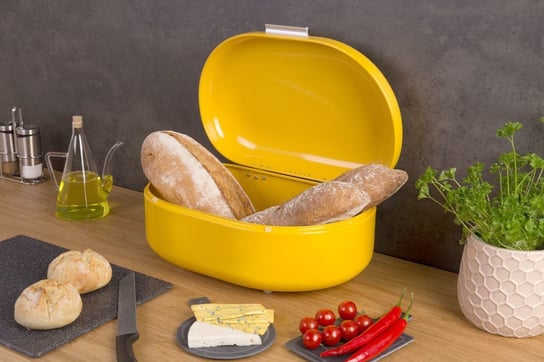 Metalowy chlebak RETRO, pojemnik na pieczywo, żółty, 40x25x17 cm 5five Simple Smart