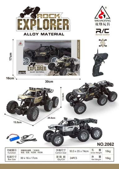 Metalowy crawler Rock Explorer 4x4 dla dzieci 8+ Zdalnie sterowany 1:18 Gumowe 6 kół Inna marka