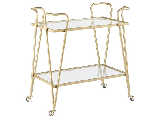 Metalowy wózek kuchenny 2-poziomowy ze szklanym blatem złoty NOTI Beliani