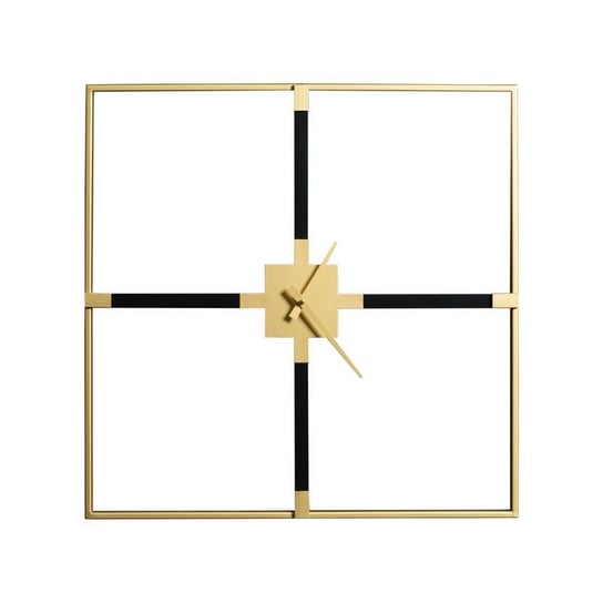 Metalowy Zegar Dekoracyjny Kwadrat 60X5X60 Czarny + Złoty Eurofirany