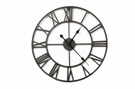 Metalowy zegar ścienny, 50 cm, vintage, czarny Handloteka