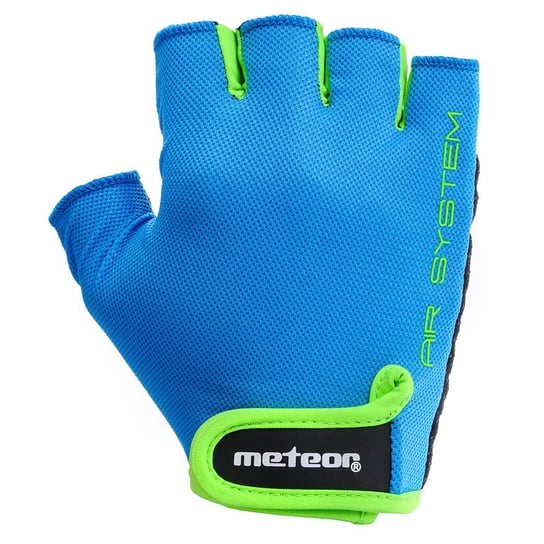 Meteor, Rękawiczki rowerowe, Flow 12 Junior, niebiesko-zielone, rozmiar M Meteor
