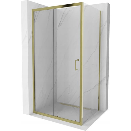 Mexen Apia kabina prysznicowa rozsuwana 100 x 80 cm, transparent, złota Mexen