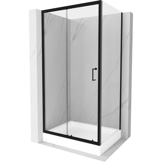 Mexen Apia kabina prysznicowa rozsuwana 120 x 80 cm, transparent, czarna + brodzik Rio Mexen
