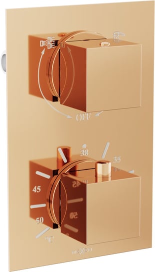 Mexen Cube termostatyczna bateria wannowo-prysznicowa 2-wyjściowa różowe złoto - 77502-60 Mexen