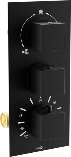 Mexen Cube termostatyczna bateria wannowo-prysznicowa 3-wyjściowa czarna - 77503-70 Mexen