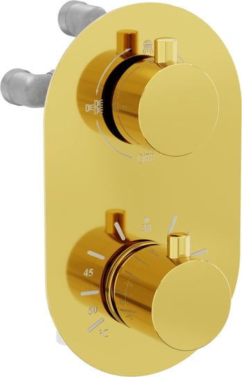 Mexen Kai termostatyczna bateria wannowo-prysznicowa 3-wyjściowa złota - 77602-50 Mexen