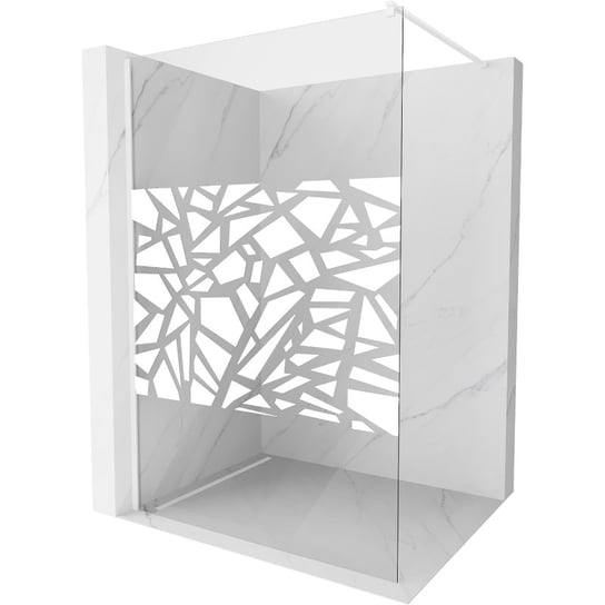 Mexen Kioto ścianka prysznicowa 120 x 200 cm, transparent/biały wzór 8 mm, biała Mexen