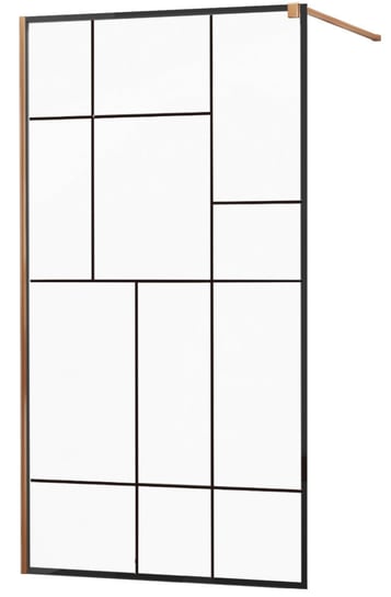 Mexen Kioto ścianka prysznicowa 120 x 200 cm, transparent/czarny wzór 8 mm, różowe złoto - 800-120-101-60-78 Mexen
