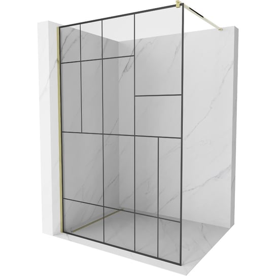 Mexen Kioto ścianka prysznicowa 120 x 200 cm, transparent/czarny wzór 8 mm, złota Mexen