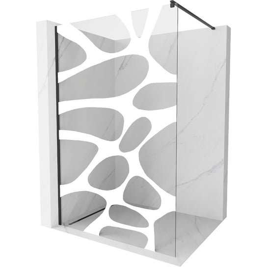 Mexen Kioto ścianka prysznicowa 130 x 200 cm, transparent/biały wzór 8 mm, czarna Mexen