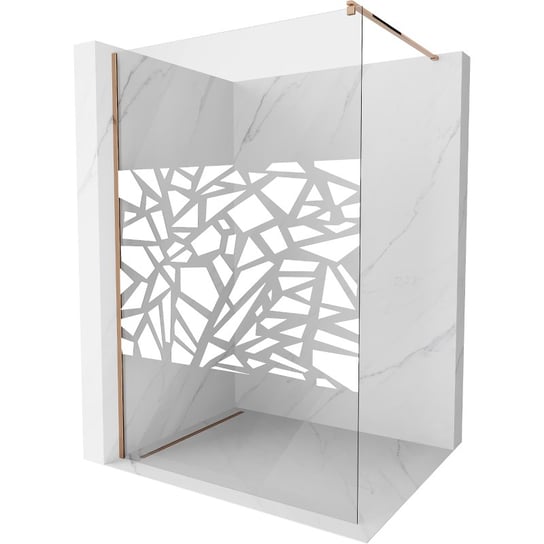 Mexen Kioto ścianka prysznicowa 130 x 200 cm, transparent/biały wzór 8 mm, różowe złoto Mexen