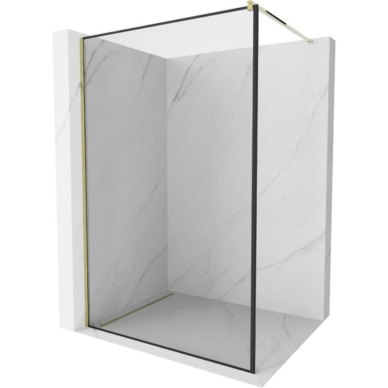 Mexen Kioto ścianka prysznicowa 50 x 200 cm, transparent/czarny wzór 8 mm, złota Mexen