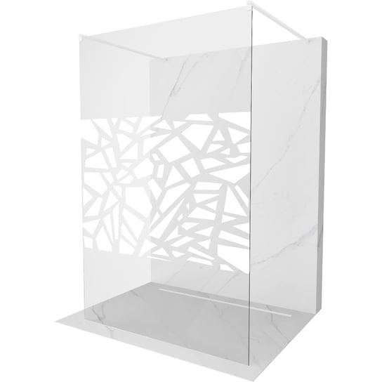 Mexen Kioto ścianka prysznicowa wolnostojąca 100 x 200 cm, transparent/biały wzór 8 mm, biała Mexen