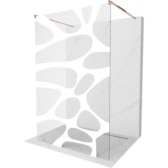Mexen Kioto ścianka prysznicowa wolnostojąca 100 x 200 cm, transparent/biały wzór 8 mm, różowe złoto Mexen