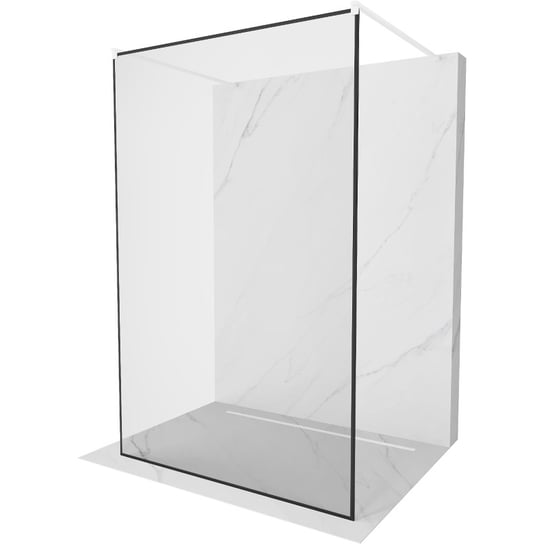 Mexen Kioto ścianka prysznicowa wolnostojąca 100 x 200 cm, transparent/czarny wzór 8 mm, biała Mexen