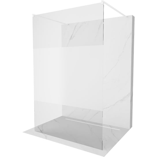 Mexen Kioto ścianka prysznicowa wolnostojąca 140 x 200 cm, transparent/szron 8 mm, biała Mexen