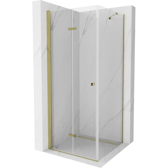 Mexen Lima kabina prysznicowa składana 100 x 100 cm, transparent, złota Mexen