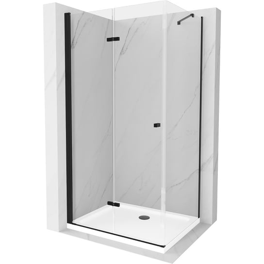 Mexen Lima kabina prysznicowa składana 100 x 120 cm, transparent, czarna + brodzik Flat, biały Mexen