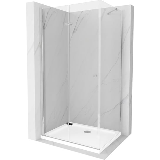 Mexen Lima kabina prysznicowa składana 100 x 70 cm, transparent, chrom + brodzik Flat Mexen