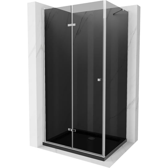 Mexen Lima kabina prysznicowa składana 100 x 80 cm, grafit, chrom + brodzik Flat, czarny Mexen