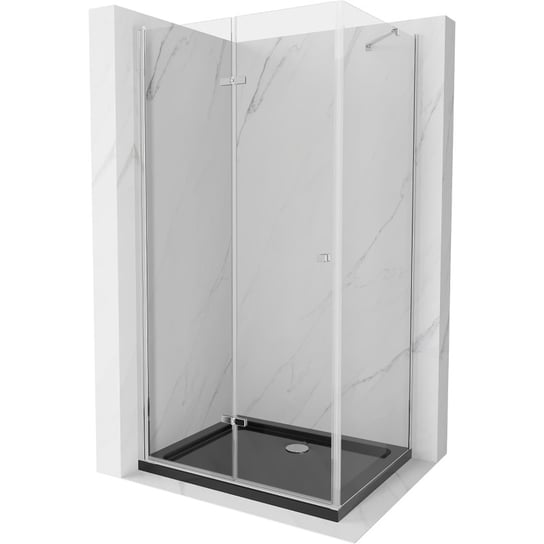 Mexen Lima kabina prysznicowa składana 100 x 80 cm, transparent, chrom + brodzik Flat, czarny Mexen