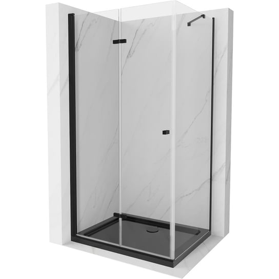 Mexen Lima kabina prysznicowa składana 100 x 80 cm, transparent, czarna + brodzik Flat, czarny Mexen