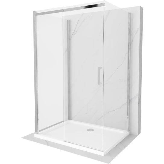 Mexen Omega kabina prysznicowa 3-ścienna, rozsuwana 100 x 80 cm, transparent, chrom + brodzik Flat Mexen
