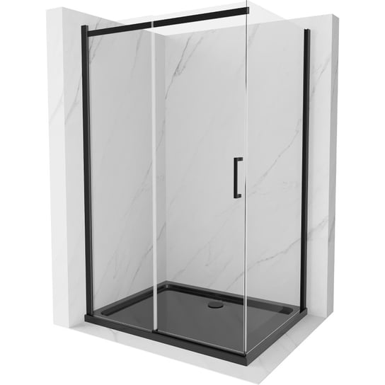 Mexen Omega kabina prysznicowa rozsuwana 100 x 80 cm, transparent, czarna + brodzik Flat, czarny Mexen