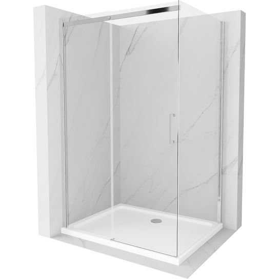 Mexen Omega kabina prysznicowa rozsuwana 120 x 70 cm, transparent, chrom + brodzik Flat Mexen