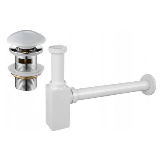 Mexen półsyfon umywalkowy kwadratowy z korkiem ceramicznym klik-klak, z przelewem, biały Mexen