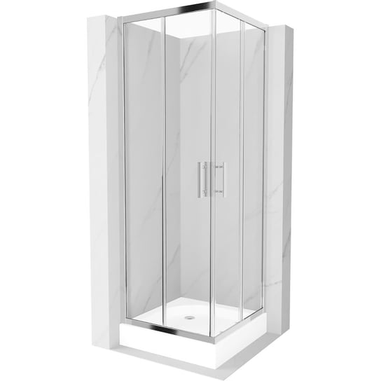 Mexen Rio kabina prysznicowa kwadratowa 70 x 70 cm, transparent, chrom + brodzik Rio, biały Mexen
