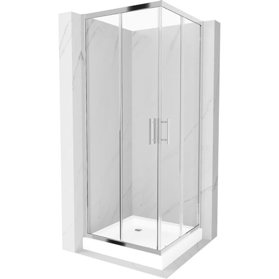 Mexen Rio kabina prysznicowa kwadratowa 80 x 80 cm, transparent, chrom + brodzik Rio, biały Mexen
