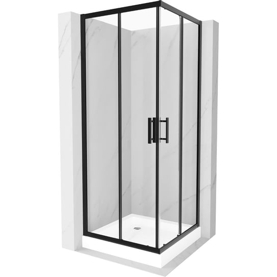 Mexen Rio kabina prysznicowa kwadratowa 80 x 80 cm, transparent, czarna + brodzik Rio, biały Mexen