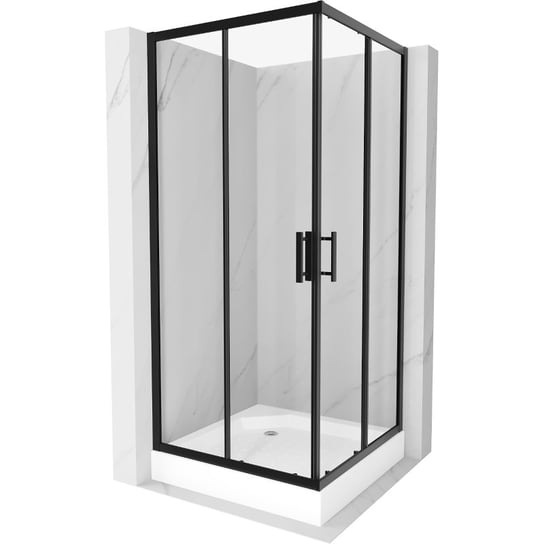 Mexen Rio kabina prysznicowa kwadratowa 90 x 90 cm, transparent, czarna + brodzik Rio, biały Mexen
