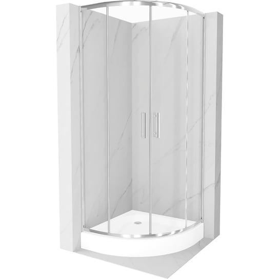 Mexen Rio kabina prysznicowa półokrągła 70 x 70 cm, transparent, chrom + brodzik Rio, biały Mexen