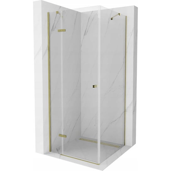 Mexen Roma kabina prysznicowa uchylna 100 x 100 cm, transparent, złota Mexen