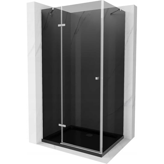 Mexen Roma kabina prysznicowa uchylna 120 x 80 cm, grafit, chrom + brodzik Flat, czarny Mexen