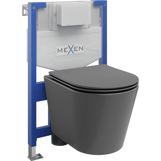Mexen zestaw podtynkowy WC stelaż Fenix XS-F z miską WC Rico i deską wolnoopadającą, szary ciemny mat Mexen