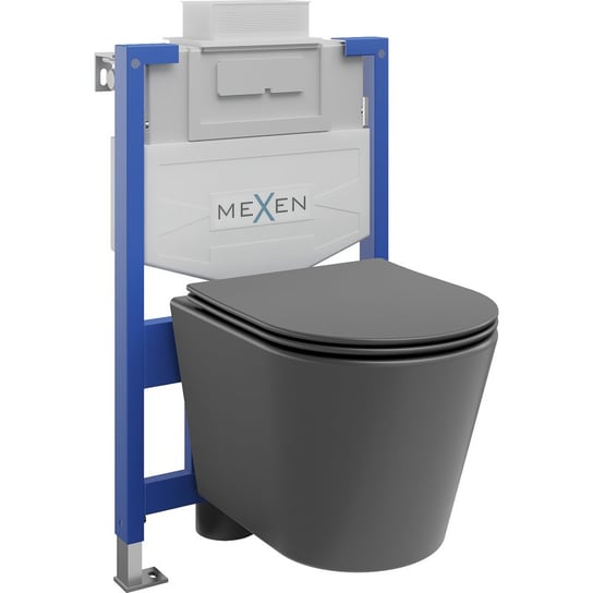 Mexen zestaw podtynkowy WC stelaż Fenix XS-U z miską WC Rico i deską wolnoopadającą, szary ciemny mat Mexen