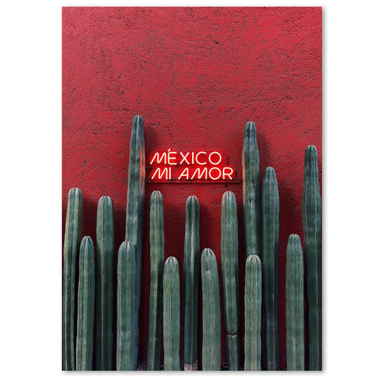 Mexico mi amor, plakat z kaktusami- meksykański 50x70 DEKORAMA