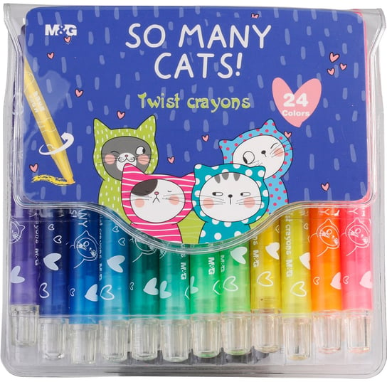 MG, Wykręcane kredki woskowe w etui So Many Cats, 24 kolory MG